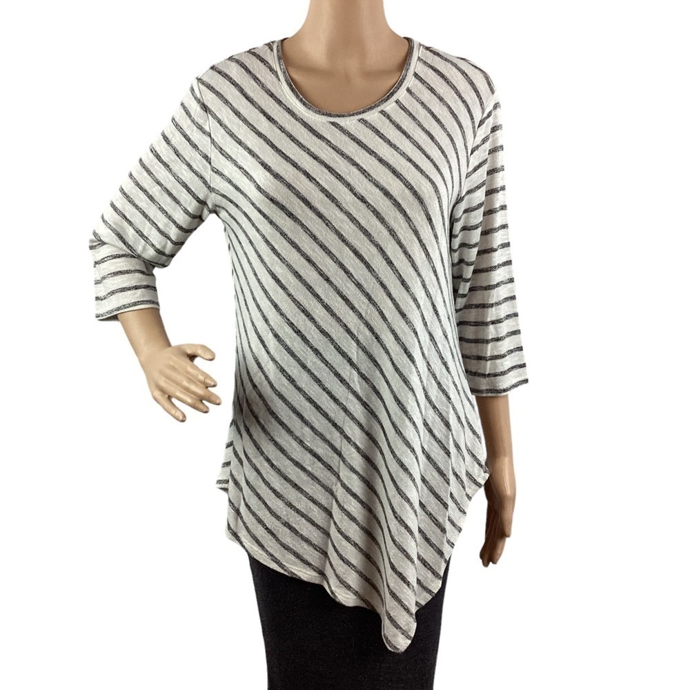 Vince Camuto Tunic Top Size M Gray Stripe